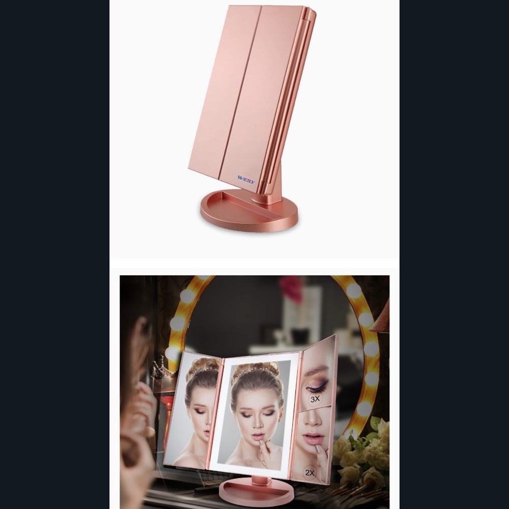 BRAND NEW Lighted Vanity Makeup Mirror - Tri-fold with Magnification and LED